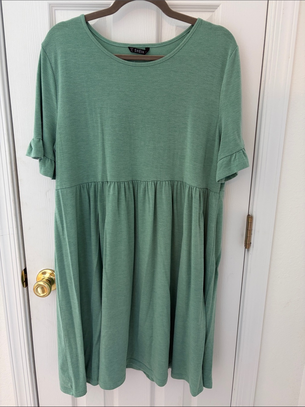 SHEIN Mint Green Ruffle Sleeve Babydoll Dress